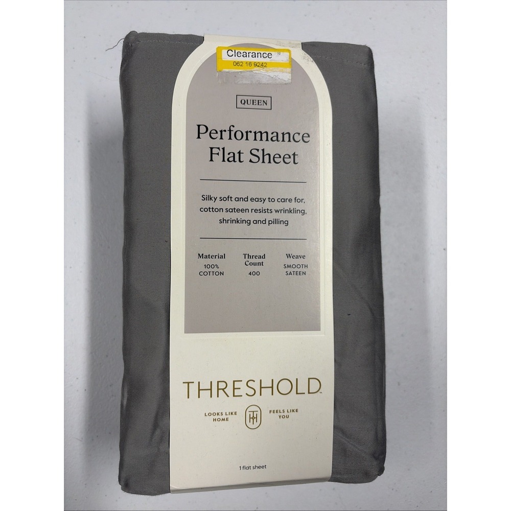 Threshold Queen 400 Thread Count Performance Flat Sheet Gray